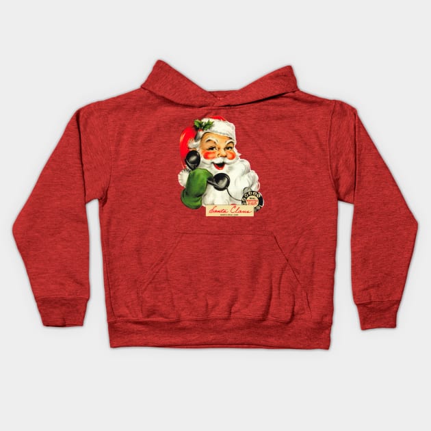 Vintage Santa on the Telephone - Retro Christmas Kids Hoodie by Pop Fan Shop